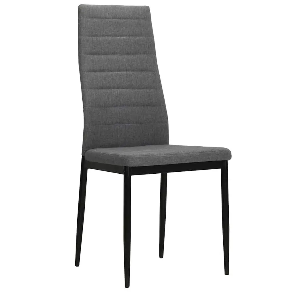 Dining Chairs Set of 6 Padded Backrest Light Grey Fabric Steel Frame