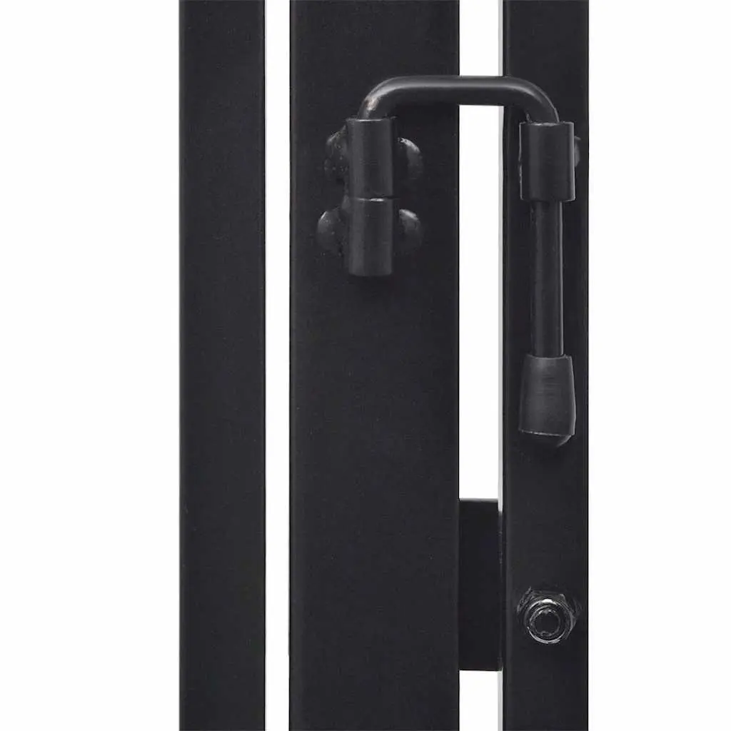 Fireplace Screen Steel Guard Fence Barrier with Swing Gate Door Black