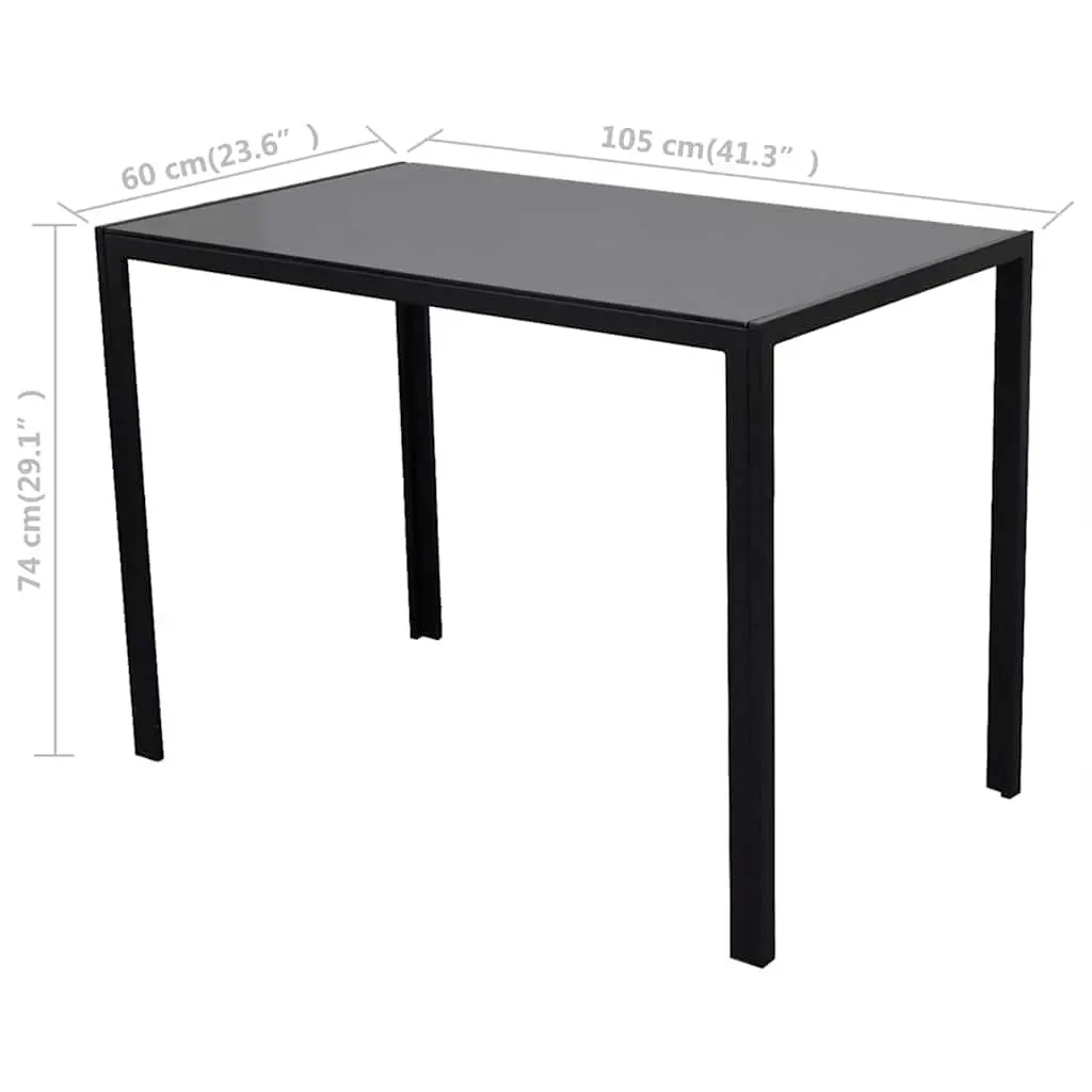 Dining Set 5 Pieces Black Modern Kitchen Table High-Strength Tempered Glass 4 Chairs Artificial Leather Upholstered