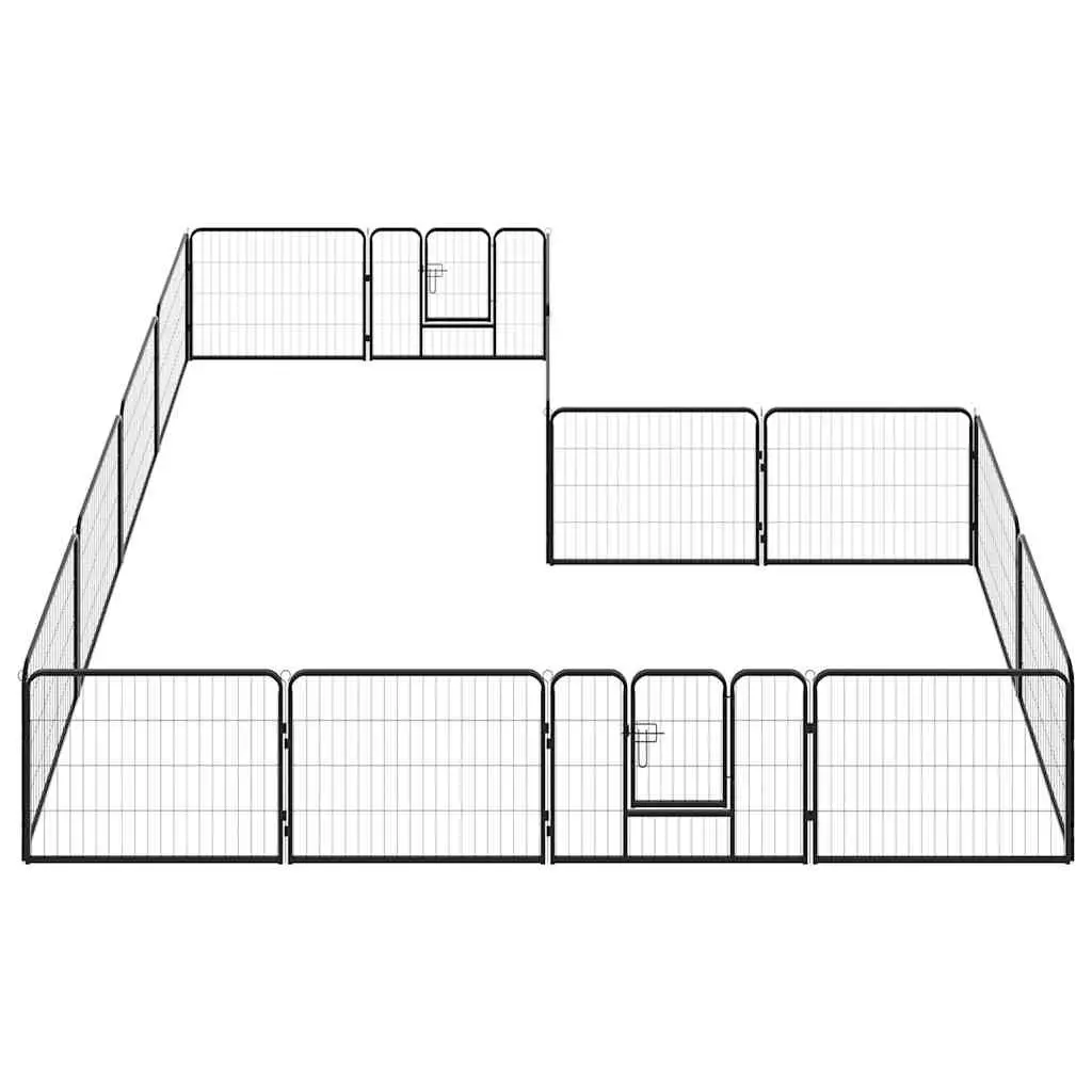 Dog Playpen Steel 16 Panels Outdoor Indoor Exercise Enclosure Black