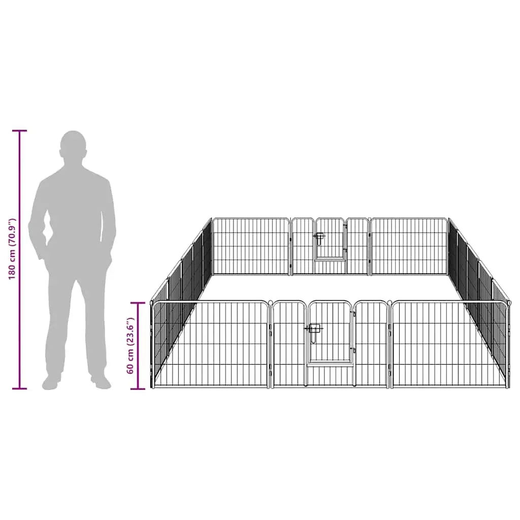 Dog Playpen Steel 16 Panels Outdoor Indoor Exercise Enclosure Black