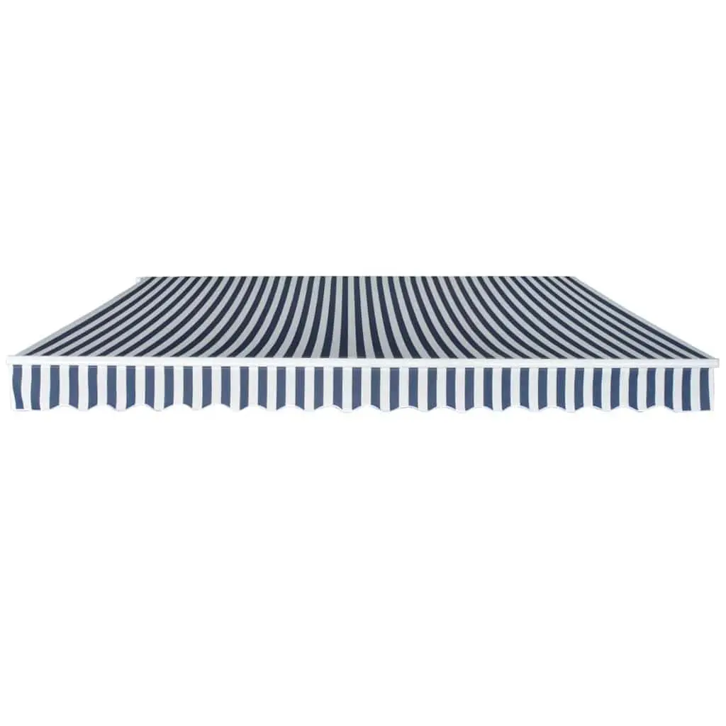 Folding Manual Awning 400cm Garden Patio Outdoor Shade Canopy Blue White