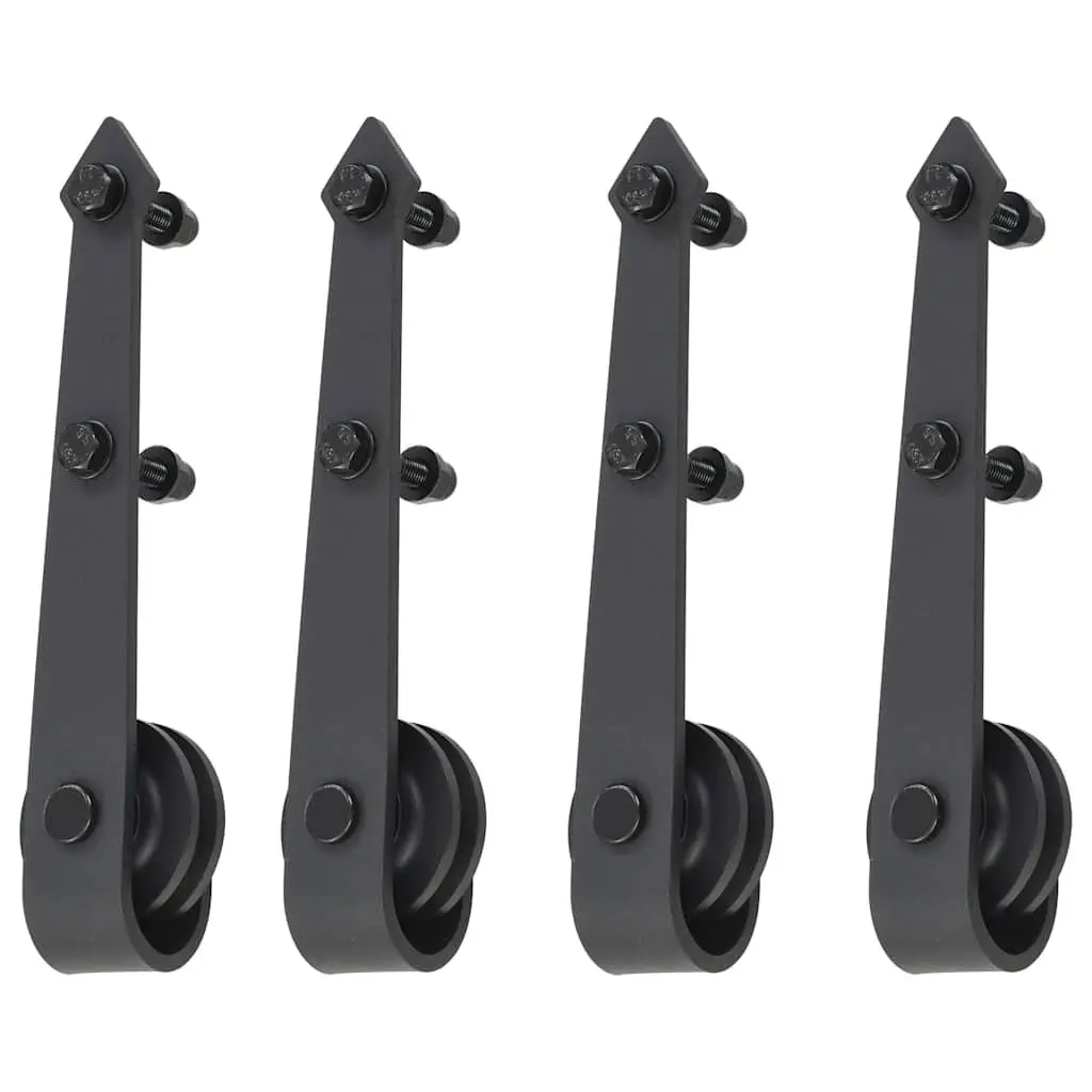 Sliding Door Hardware Kit Steel Track Rail Roller System 183cm Black