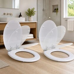 Toilet Seats with Soft Close Lids 2 Pack White MDF Bidet Seat Set