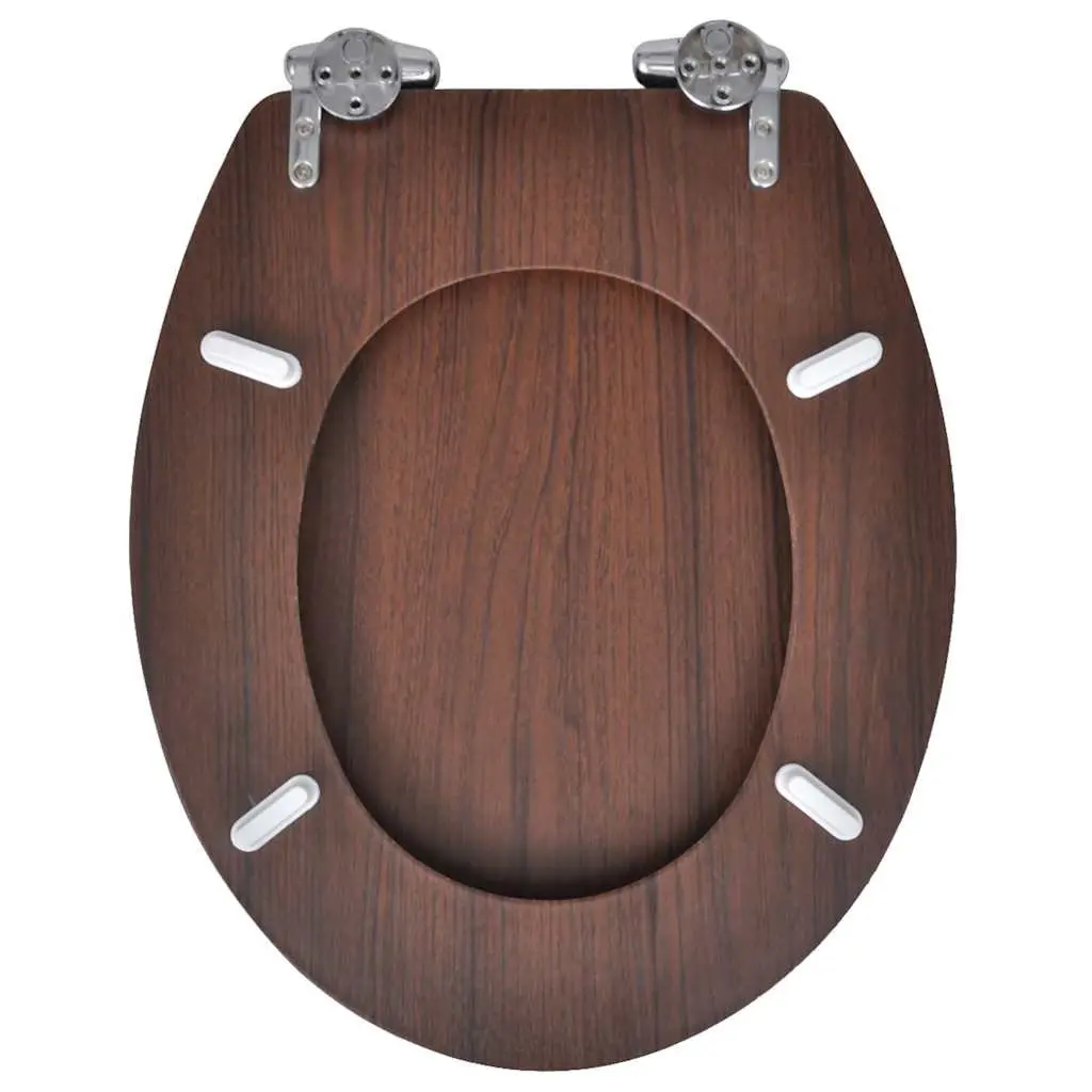 Toilet Seats Soft Close Lids Brown MDF 2 Pack Universal Fit Adjustable