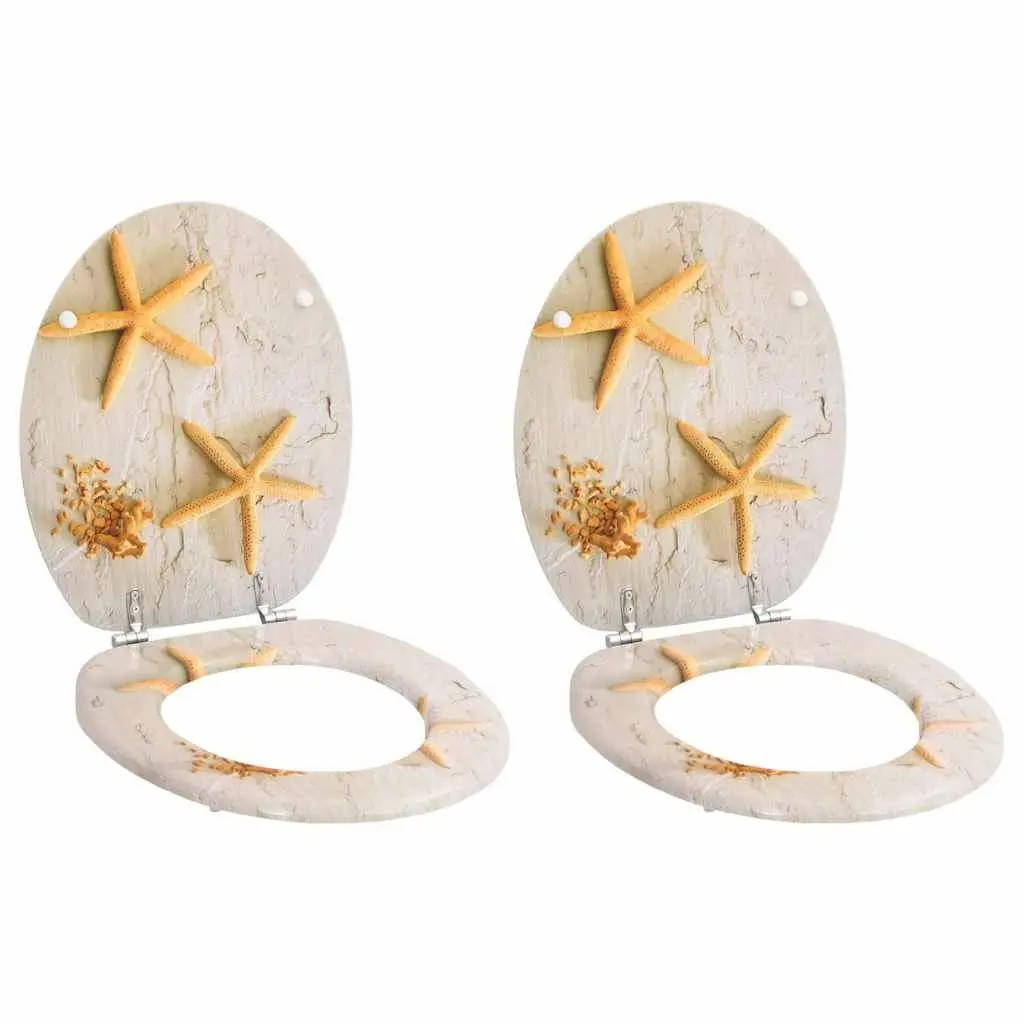 Toilet Seats with Lids 2 Pack Multicolour Sea Star Design Bathroom Accessory