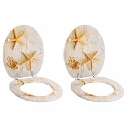 Toilet Seats with Lids 2 Pack Multicolour Sea Star Design Bathroom Accessory