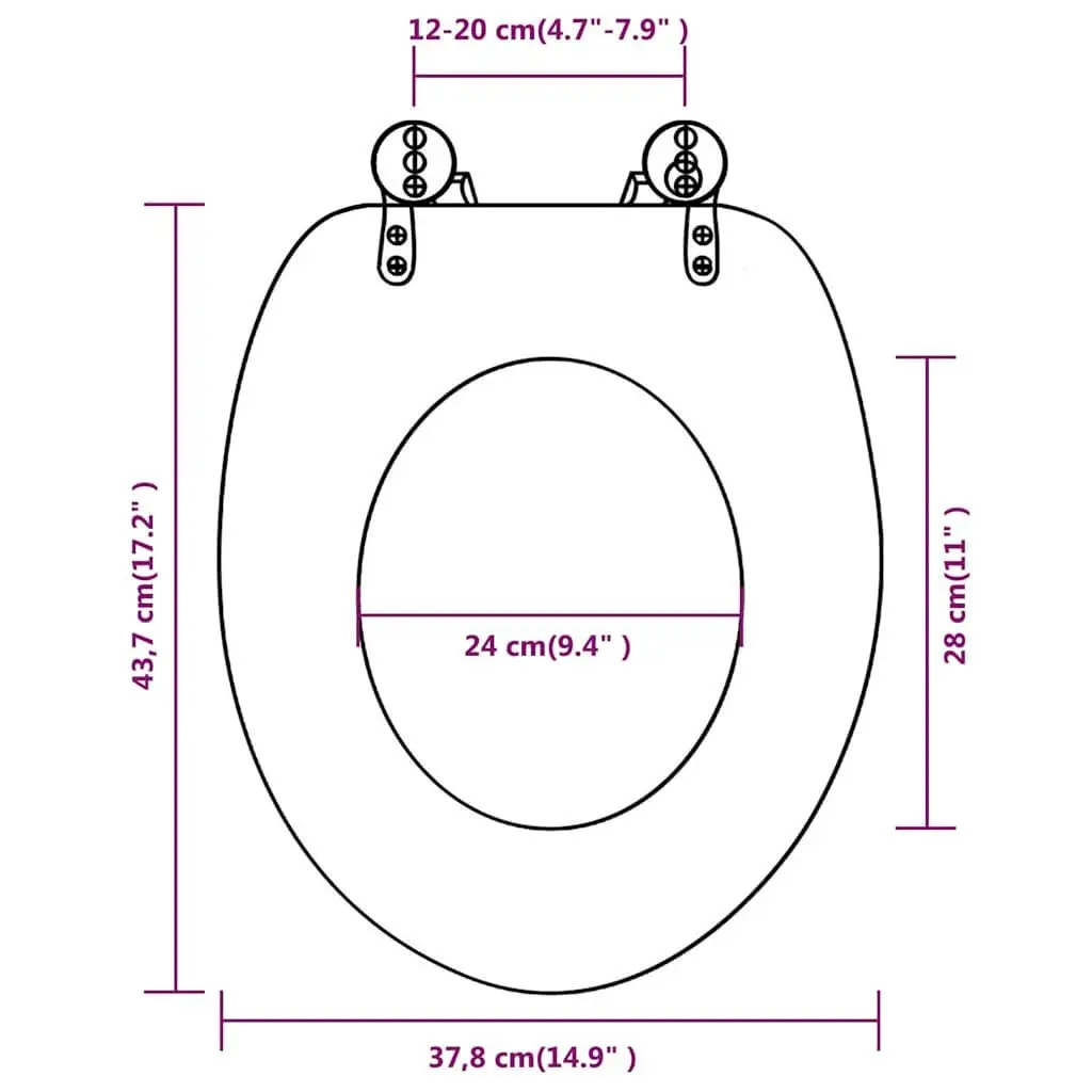 Toilet Seats with Lids MDF Multicolour 2 pcs Bathroom Fixtures Chrome Hinges