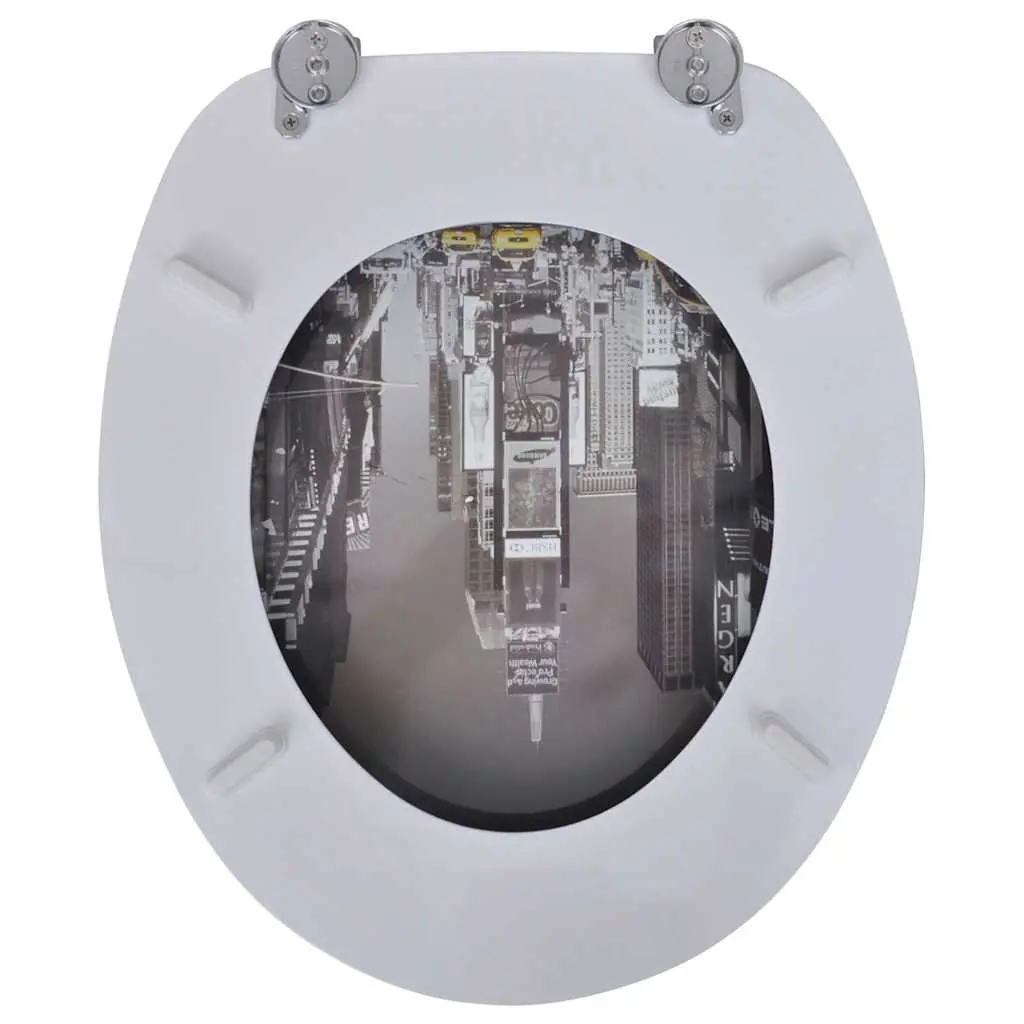 Toilet Seat with Lid MDF Multicolour Adjustable Hinges 2 Pack