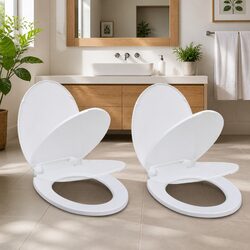 Toilet Seats with Soft Close Lids 2 Pack White Standard Bowl Bathroom Fixture