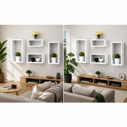 White Wall Cube Shelves Set 8 pcs Storage Display Floating Shelving Home Decor