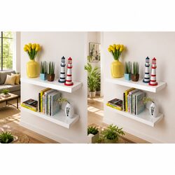 Wall Shelves 4 pcs White 60 cm Display Floating Shelving Storage Home Decor