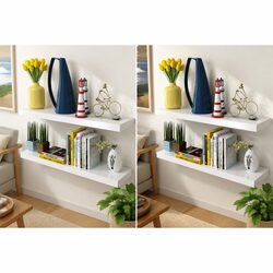 Wall Shelves 4 pcs White 80 cm Display Floating Storage Hanging Shelving Unit