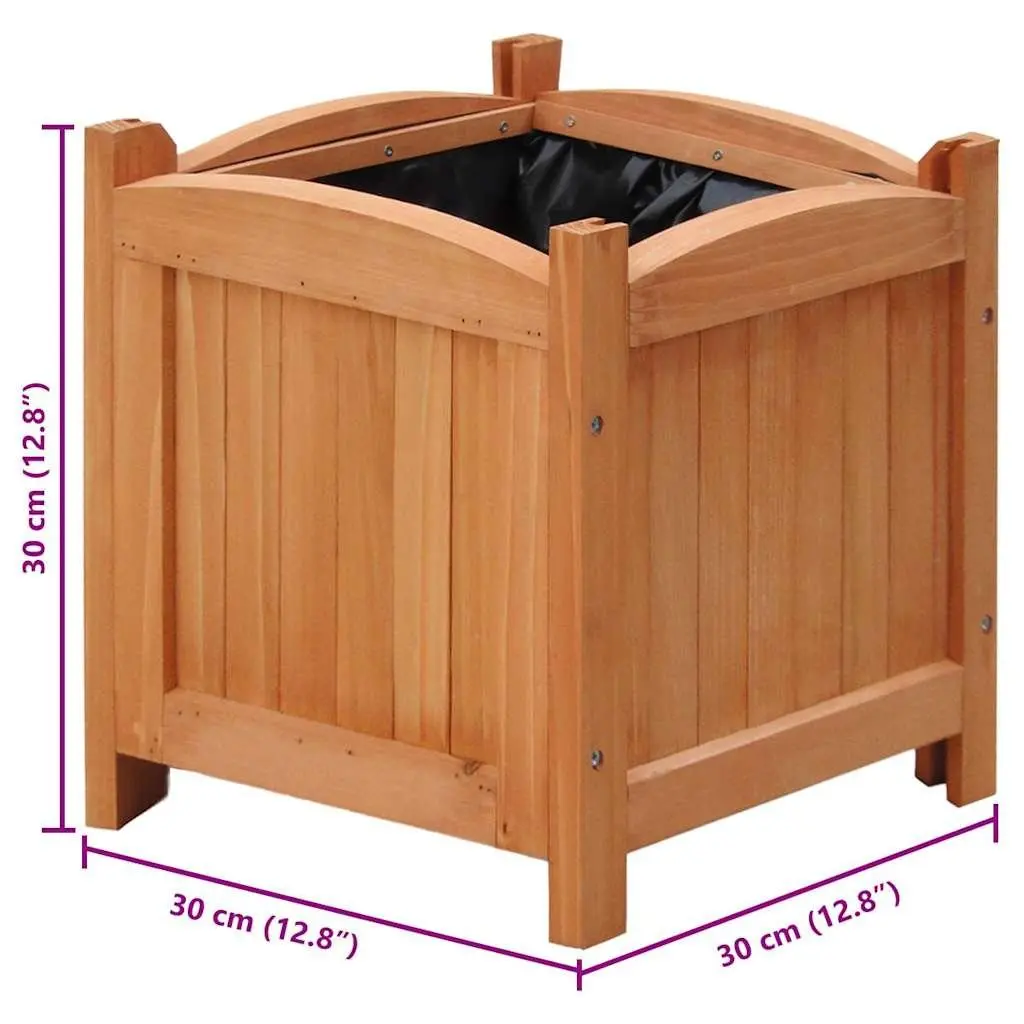 Raised Garden Beds Wooden Planters 30cm Outdoor Brown 4 Piece Set
