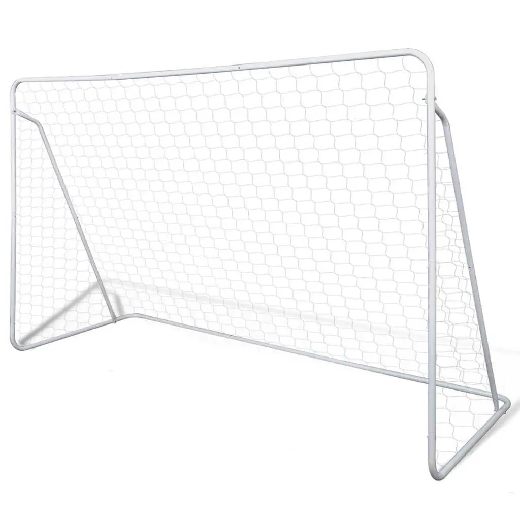 Football Goal Nets Steel Frame 240x90x150cm Set of 2 White
