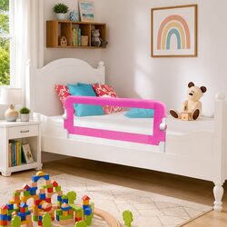 Toddler Safety Bed Rail 2 pcs Pink 102x42 cm Folding Guard Protective Gate