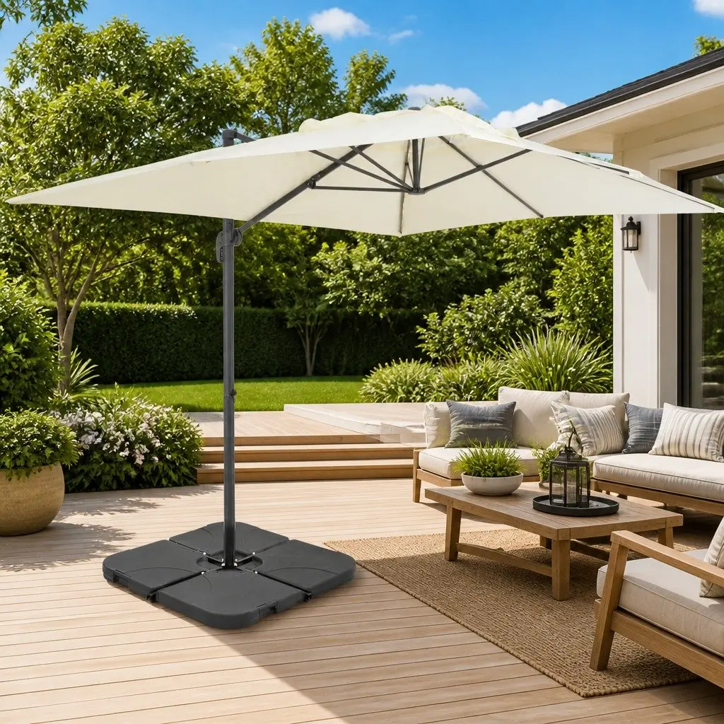 Garden Parasol UV-Resistant Aluminium Frame Tilt Rotate 360-Degree Beige