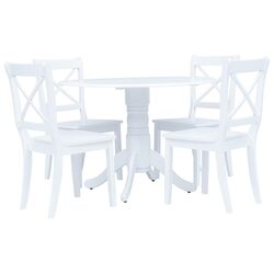 5 Piece Dining Set White Wooden Table and Chairs Kitchen Furniture Room Dinner