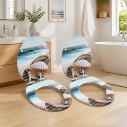 Toilet Seats 2 pcs Soft Close Lids Multicolour Shell Design Bathroom Fixtures