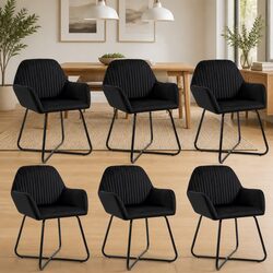 Dining Chairs Set of 6 Black Velvet Kitchen Living Room Seating Furniture
