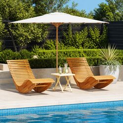 Sun Loungers Rocking Chair 2 pcs Solid Wood Acacia Brown Outdoor Seating