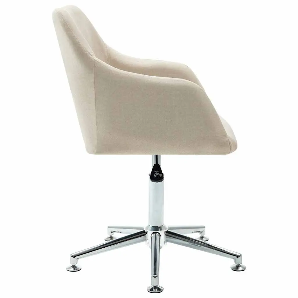 Swivel Office Chair Ergonomic Height Adjustable Cream Fabric