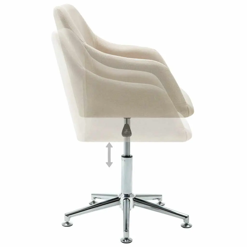 Swivel Office Chair Ergonomic Height Adjustable Cream Fabric