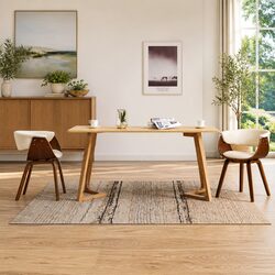 Dining Chairs Set of 2 Cream Bent Wood Frame Faux Leather Upholstered Seating