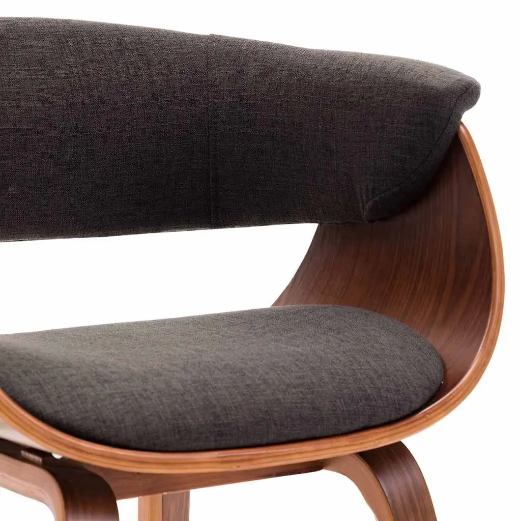 Dining Chairs Set 4 Piece Grey Fabric Upholstered Bent Wood Frame