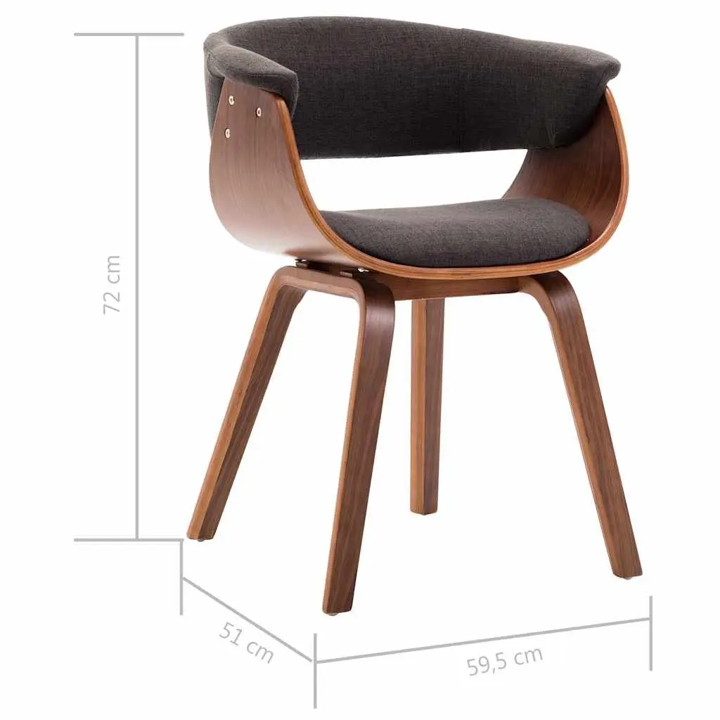 Dining Chairs Set 6 Piece Upholstered Fabric Seat Grey Bent Wood Frame
