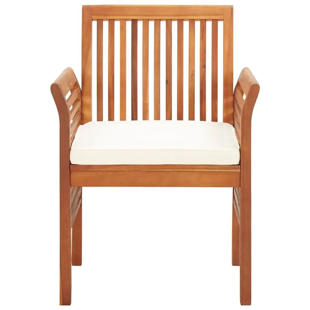 5 Piece Outdoor Dining Set Solid Wood Acacia Brown Table Chairs with Cushions