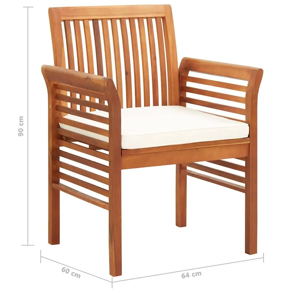 7 Piece Outdoor Dining Set Brown Wood Acacia Table Chairs Cushions Patio