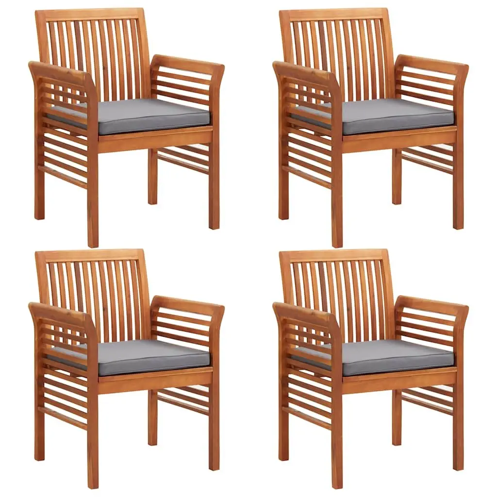 5 Piece Outdoor Dining Set Wood Acacia Table Chairs with Cushions Patio
