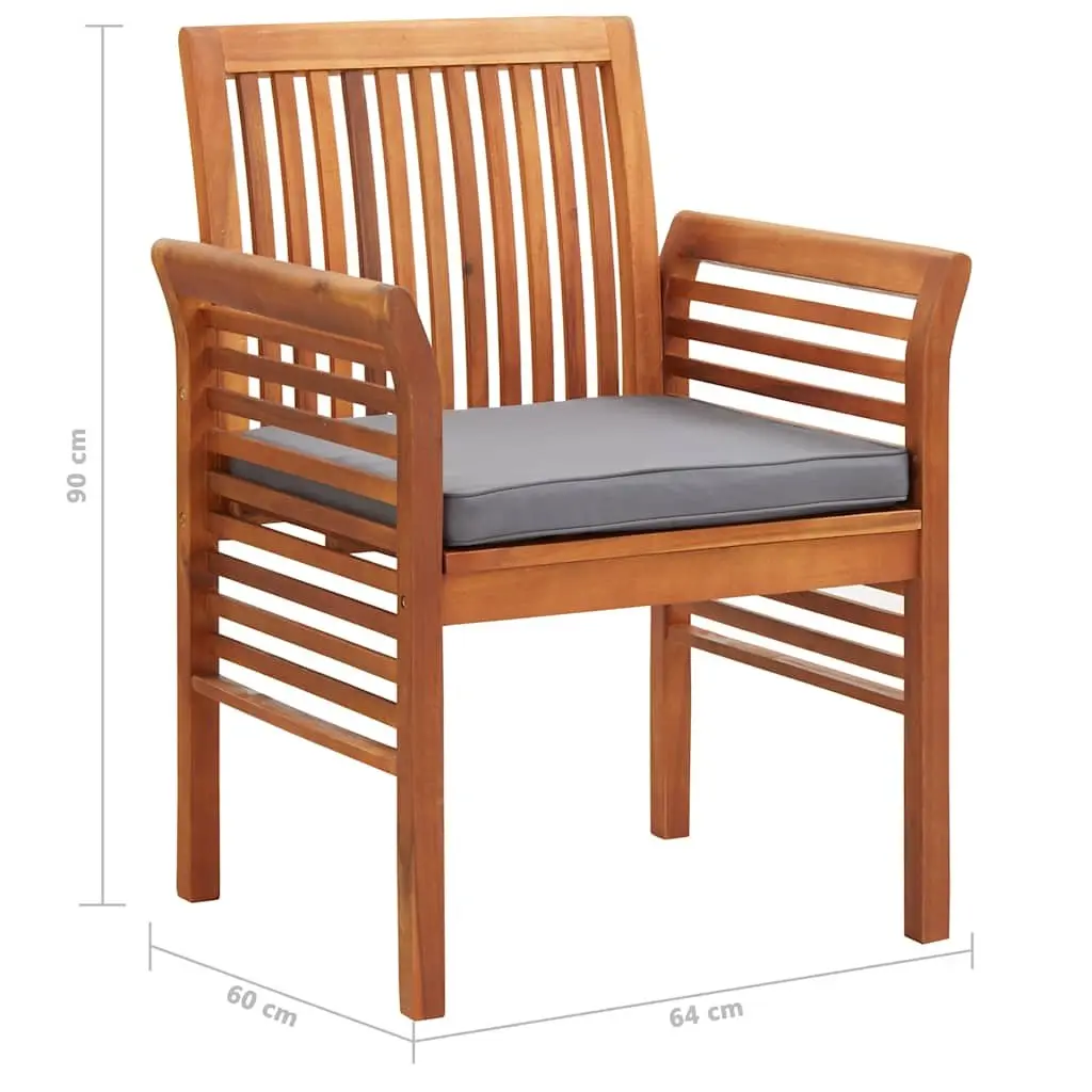 5 Piece Outdoor Dining Set Wood Acacia Table Chairs with Cushions Patio