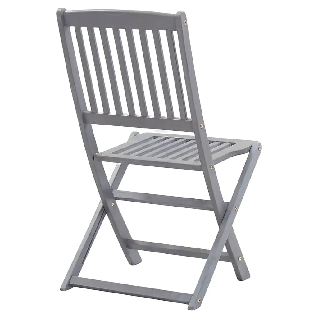 5 Piece Outdoor Dining Set Solid Wood Folding Table Chairs Grey