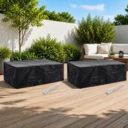 Garden Furniture Covers 2 Pieces Black Outdoor Protective Cover with Eyelets