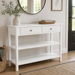 Sideboard White Storage Cabinet 2 Drawers 2 Shelves Living Room Furniture