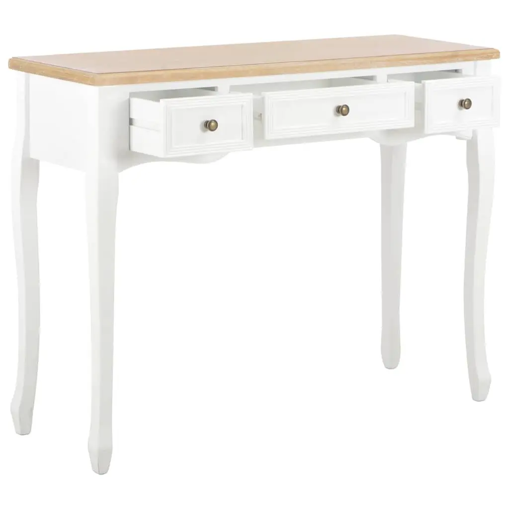 Console Table Three Drawers Compact White