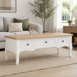 TV Cabinet White 100x35x35cm Wood Storage Unit with 3 Drawers Living Room