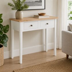White Console Table with Drawers Dressing Accent Living Room Hallway Furniture