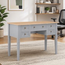 Writing Desk Grey Wood Office Furniture Study Bedroom Table Stationery Drawers