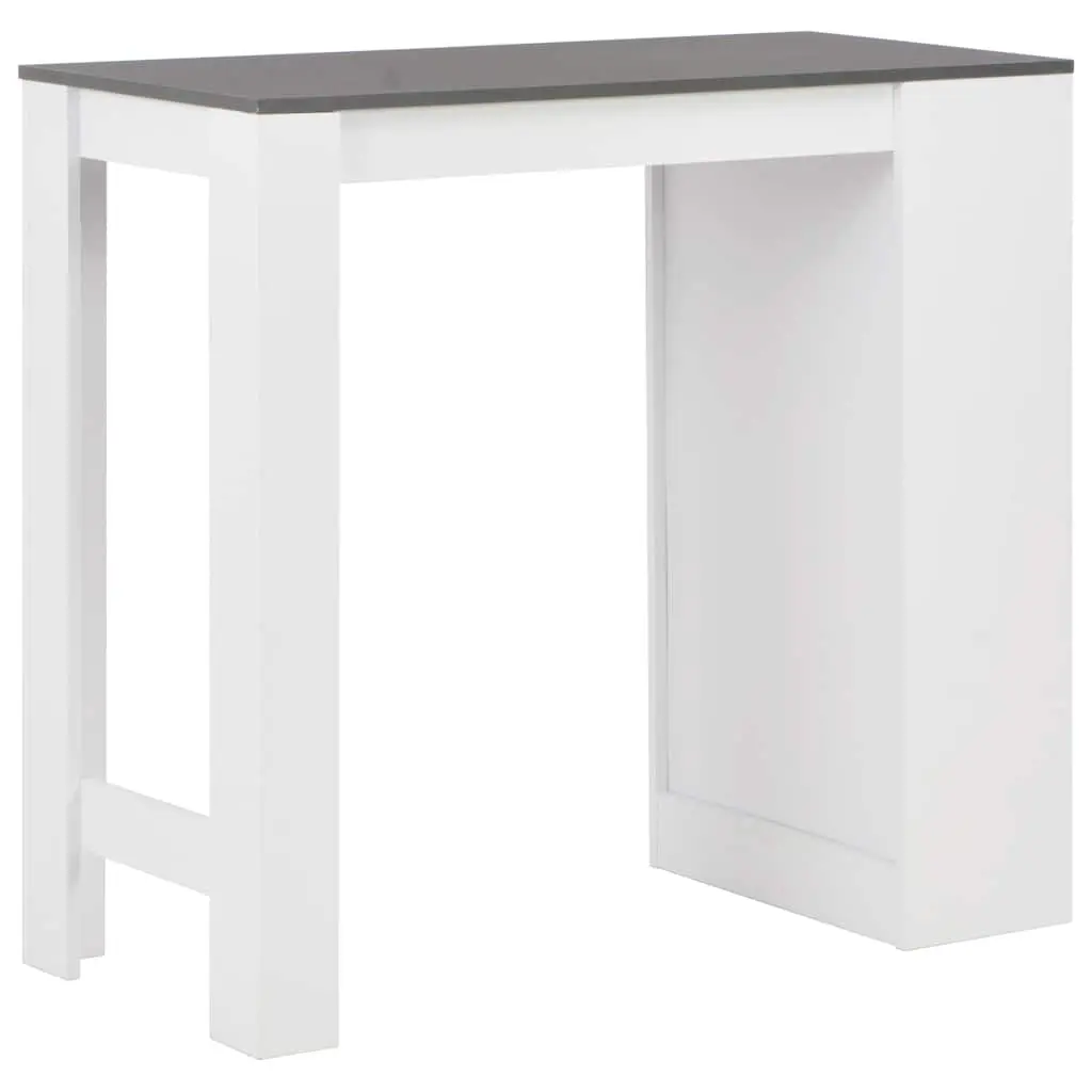 Bar Table with Storage Shelf Compact White Engineered Wood for Kitchen Dining Room