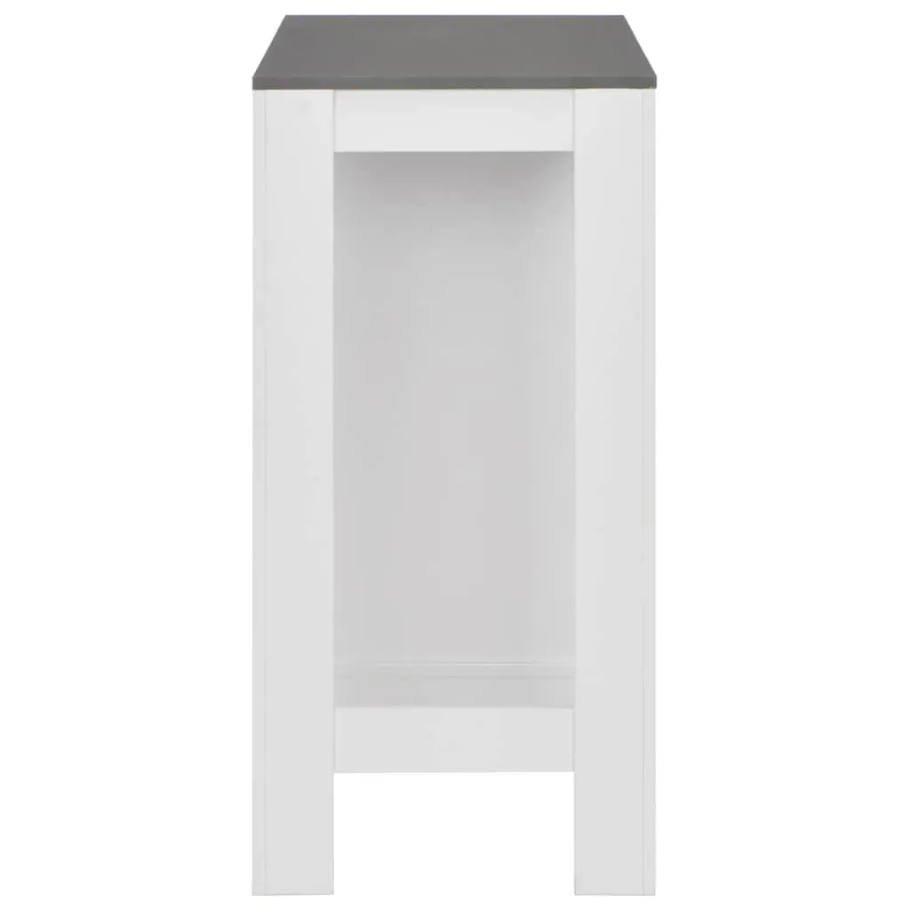 Bar Table with Storage Shelf Compact White Engineered Wood for Kitchen Dining Room