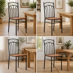 Dining Chairs Set 4 pcs Brown Kitchen Room Furniture Modern Industrial Style