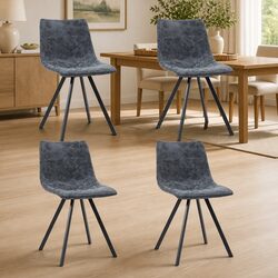 Dining Chairs Set 4 pcs Black Faux Leather Kitchen Room Seating Padded Modern