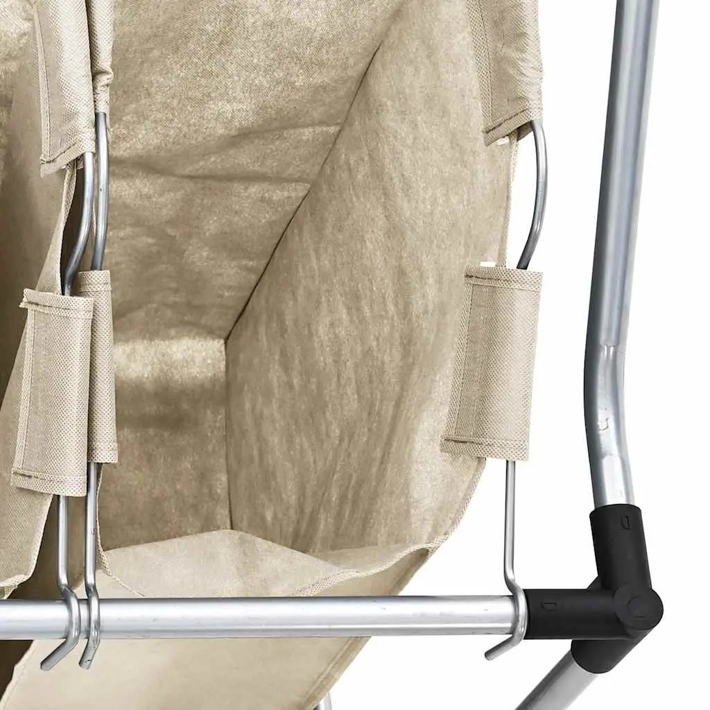 Laundry Sorter 4 Bags Removable Steel Frame Cream with Wheels and Handles