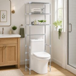 Over Toilet Storage Rack 3-Tier Bathroom Organiser Shelf Silver Space Saver