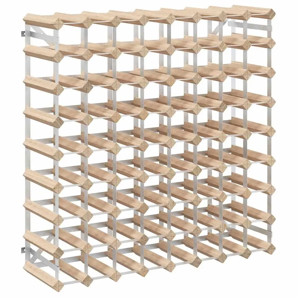 Wine Rack Wooden Storage Display Cabinet 72 Bottle Beige Pinewood