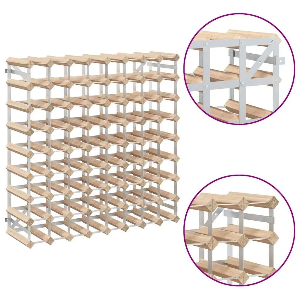 Wine Rack Wooden Storage Display Cabinet 72 Bottle Beige Pinewood