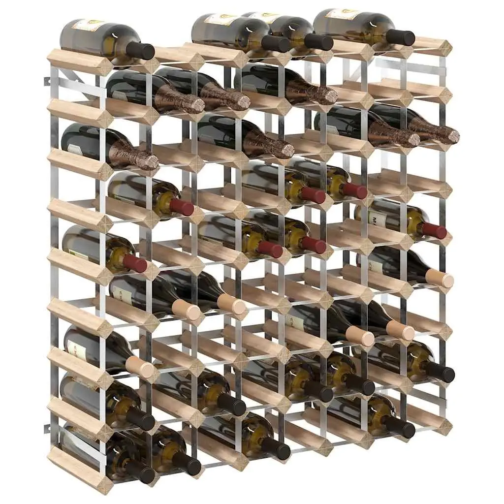 Wine Rack Wooden Storage Display Cabinet 72 Bottle Beige Pinewood
